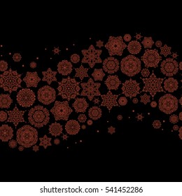 Snowflakes seamless pattern with watercolor effect. Textile print for bed linen, jacket, package design, fabric and fashion concepts. Abstract seamless snowflakes design. Vector seamless background.