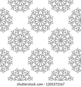 Snowflakes. Seamless pattern. White and gray winter ornament. Background for textile and wallpapers