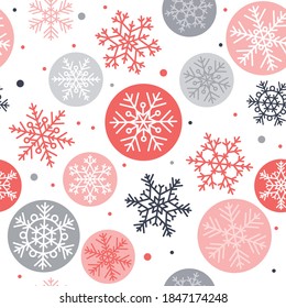 Snowflakes seamless pattern, winter concept vector illustration