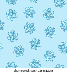 Snowflakes seamless pattern. Winter holidays. New Year or Christmas background. Vector illustration.