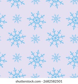 Copos de nieve sin patrón. Temporada de invierno, vacaciones y celebración de Navidad. Clima frío. Diseño de Vector