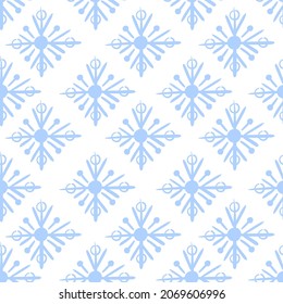 Snowflakes seamless pattern. Winter vector background for postcards or wrapping paper decoration for christmas and new year