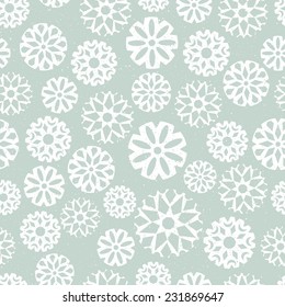 Snowflakes seamless patterns with snow background