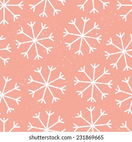 Snowflakes seamless patterns with snow background