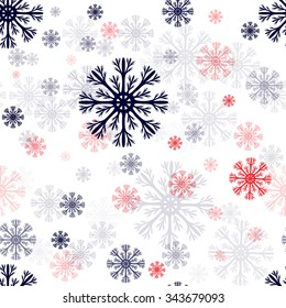 Snowflakes seamless vector pattern.