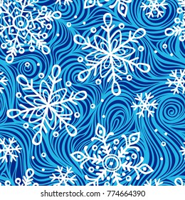 Snowflakes. Seamless vector pattern (background).