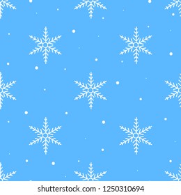 Snowflakes seamless vector pattern in blue and white colors