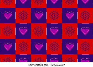 Snowflakes, seamless vector texture - pattern, punchy forms and colors that demand attention, Patchwork effect