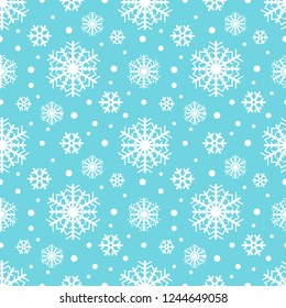 Snowflakes seamless winter pattern, christmas background. vector illustration.