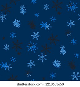 Snowflakes. Seamless Winter Pattern with Cute Childish Snowflakes Hand Drawn in Doodle Style. Seamless Background for Christmas Decoration, Wrapping, Fabric. Vector Holiday Texture.