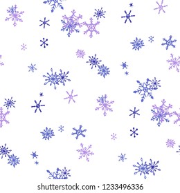 Snowflakes. Seamless Winter Pattern with Cute Simple Snowflakes Hand Drawn in Doodle Style. Seamless Background for Christmas Decoration, Textile, Cover. Vector Holiday Texture.
