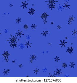 Snowflakes. Seamless Winter Pattern with Cute Simple Snowflakes Hand Drawn in Doodle Style. Seamless Background for Christmas Decoration, Print, Dress. Vector Holiday Texture.