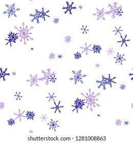 Snowflakes. Seamless Winter Pattern with Cute Childish Snowflakes Hand Drawn in Doodle Style. Seamless Background for Christmas Decoration, Wrapping, Paper. Vector Holiday Texture.