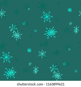Snowflakes. Seamless Winter Pattern with Funny Childish Snowflakes Hand Drawn in Doodle Style. Seamless Background for Christmas Decoration, Banner, Poster. Vector Holiday Texture.