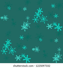 Snowflakes. Seamless Winter Pattern with Funny Childish Snowflakes Hand Drawn in Doodle Style. Seamless Background for Christmas Decoration, Print, Poster. Vector Holiday Texture.