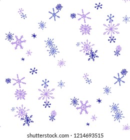 Snowflakes. Seamless Winter Pattern with Lovely Simple Snowflakes Hand Drawn in Doodle Style. Seamless Background for Christmas Decoration, Banner, Card. Vector Holiday Texture.