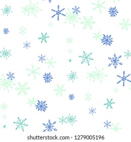 Snowflakes. Seamless Winter Pattern with Lovely Simple Snowflakes Hand Drawn in Doodle Style. Seamless Background for Christmas Decoration, Textile, Cover. Vector Holiday Texture.