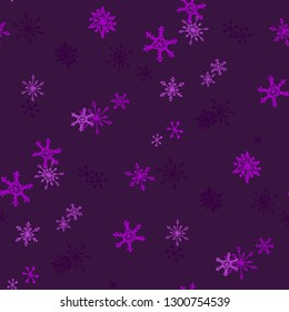 Snowflakes. Seamless Winter Pattern with Lovely Simple Snowflakes Hand Drawn in Doodle Style. Seamless Background for Christmas Decoration, Wrapping, Paper. Vector Holiday Texture.