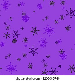 Snowflakes. Seamless Winter Pattern with Pretty Childish Snowflakes Hand Drawn in Doodle Style. Seamless Background for Christmas Decoration, Banner, Card. Vector Holiday Texture.