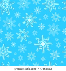 Snowflakes seamless winter texture. Winter background. Christmas template.