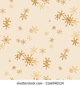 Snowflakes. Seamless Winter Texture with Cute Simple Snowflakes Hand Drawn in Doodle Style. Seamless Background for Christmas Decoration, Textile, Paper. Vector Holiday Texture.