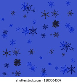 Snowflakes. Seamless Winter Texture with Cute Simple Snowflakes Hand Drawn in Doodle Style. Seamless Background for Christmas Decoration, Textile, Cover. Vector Holiday Texture.