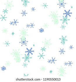 Snowflakes. Seamless Winter Texture with Cute Childish Snowflakes Hand Drawn in Doodle Style. Seamless Background for Christmas Decoration, Cloth, Fabric. Vector Holiday Texture.