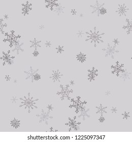 Snowflakes. Seamless Winter Texture with Cute Childish Snowflakes Hand Drawn in Doodle Style. Seamless Background for Christmas Decoration, Print, Dress. Vector Holiday Texture.
