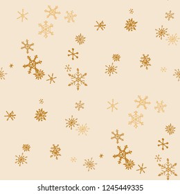 Snowflakes. Seamless Winter Texture with Cute Childish Snowflakes Hand Drawn in Doodle Style. Seamless Background for Christmas Decoration, Textile, Paper. Vector Holiday Texture.