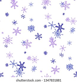 Snowflakes. Seamless Winter Texture with Cute Simple Snowflakes Hand Drawn in Doodle Style. Seamless Background for Christmas Decoration, Textile, Cover. Vector Holiday Texture.