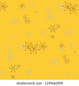 Snowflakes. Seamless Winter Texture with Funny Simple Snowflakes Hand Drawn in Doodle Style. Seamless Background for Christmas Decoration, Print, Dress. Vector Holiday Texture.