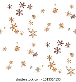 Snowflakes. Seamless Winter Texture with Funny Childish Snowflakes Hand Drawn in Doodle Style. Seamless Background for Christmas Decoration, Wrapping, Fabric. Vector Holiday Texture.