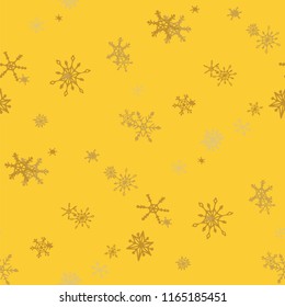 Snowflakes. Seamless Winter Texture with Lovely Simple Snowflakes Hand Drawn in Doodle Style. Seamless Background for Christmas Decoration, Wrapping, Fabric. Vector Holiday Texture.