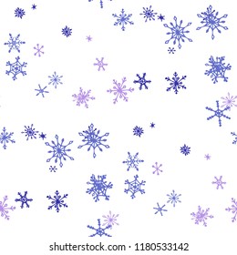 Snowflakes. Seamless Winter Texture with Lovely Simple Snowflakes Hand Drawn in Doodle Style. Seamless Background for Christmas Decoration, Brochure, Card. Vector Holiday Texture.