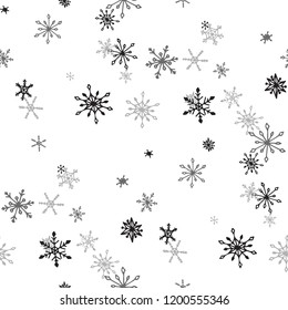 Snowflakes. Seamless Winter Texture with Lovely Simple Snowflakes Hand Drawn in Doodle Style. Seamless Background for Christmas Decoration, Textile, Paper. Vector Holiday Texture.
