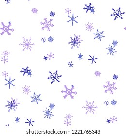 Snowflakes. Seamless Winter Texture with Lovely Childish Snowflakes Hand Drawn in Doodle Style. Seamless Background for Christmas Decoration, Brochure, Cover. Vector Holiday Texture.