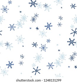 Snowflakes. Seamless Winter Texture with Lovely Simple Snowflakes Hand Drawn in Doodle Style. Seamless Background for Christmas Decoration, Textile, Paper. Vector Holiday Texture.