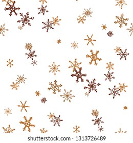Snowflakes. Seamless Winter Texture with Lovely Simple Snowflakes Hand Drawn in Doodle Style. Seamless Background for Christmas Decoration, Banner, Poster. Vector Holiday Texture.