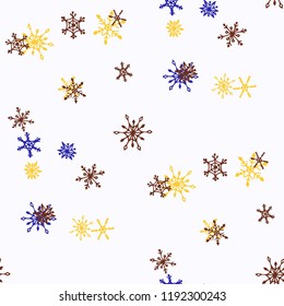 Snowflakes. Seamless Winter Texture with Pretty Simple Snowflakes Hand Drawn in Doodle Style. Seamless Background for Christmas Decoration, Textile, Cover. Vector Holiday Texture.