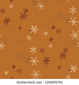 Snowflakes. Seamless Winter Texture with Pretty Childish Snowflakes Hand Drawn in Doodle Style. Seamless Background for Christmas Decoration, Brochure, Cover. Vector Holiday Texture.