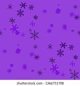 Snowflakes. Seamless Winter Texture with Pretty Childish Snowflakes Hand Drawn in Doodle Style. Seamless Background for Christmas Decoration, Print, Poster. Vector Holiday Texture.