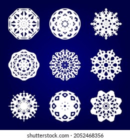 snowflakes set background winter christmas