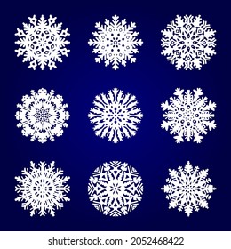 snowflakes set background winter christmas