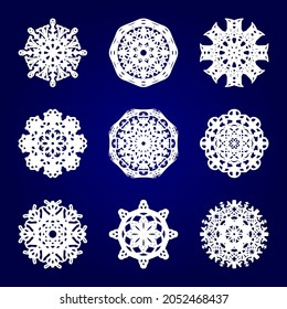 snowflakes set background winter christmas