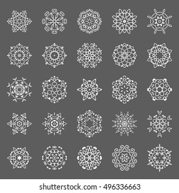 Snowflakes set. Background for winter and christmas theme. Vector Abstract Geometric Elements, Pattern Ethnic Aztec