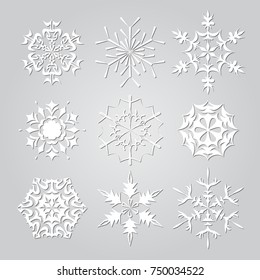 Snowflakes set. Background for winter and christmas theme. Vector illustration