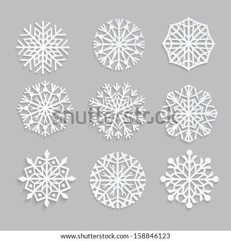  Snowflakes set. Background for winter and christmas theme. Vector illustration.  EPS10. 