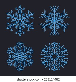 Snowflakes Set for christmas winter design. Vector illustration