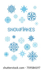 Snowflakes set. Cross stitch. Scheme of knitting and embroidery. Winter ornament. Vector pattern.
