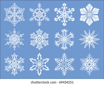 Snowflakes Set Different Shapes and Variations